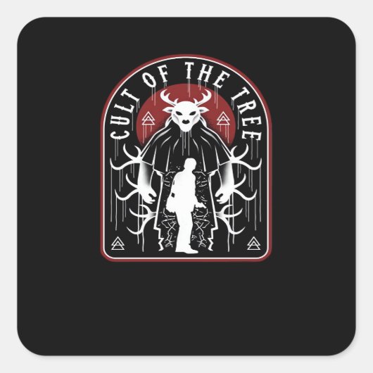 Oh Deer Cult Of The Tree Artistic Style Quadratischer Aufkleber (Vorderseite)