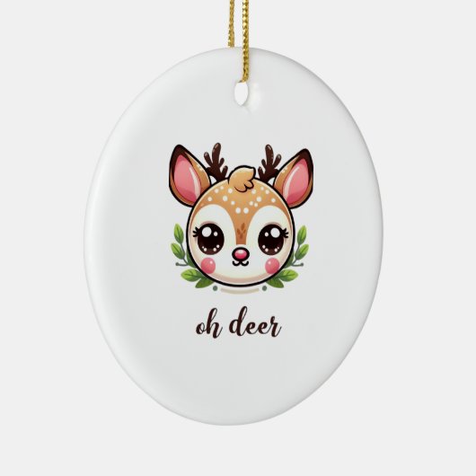 Oh Deer Cute Deer Minimal Design Keramik Ornament (Rechts)
