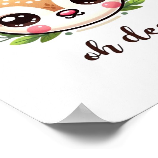 Oh Deer Cute Deer Minimal Design  Poster (Ecke)
