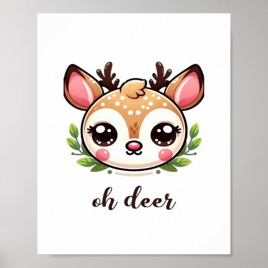 Oh Deer Cute Deer Minimal Design  Poster (Vorne)