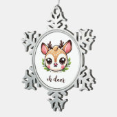 Oh Deer Cute Deer Minimal Design Schneeflocken Zinn-Ornament (Rechts)