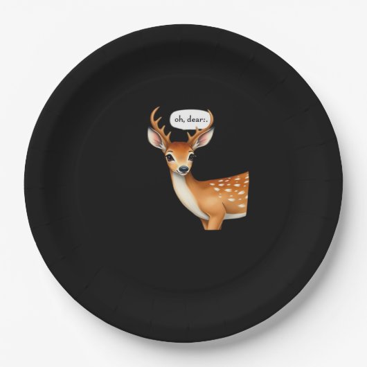 Oh Deer Cute Punny Deer Saying Whimsical Quote Pappteller (Vorderseite)
