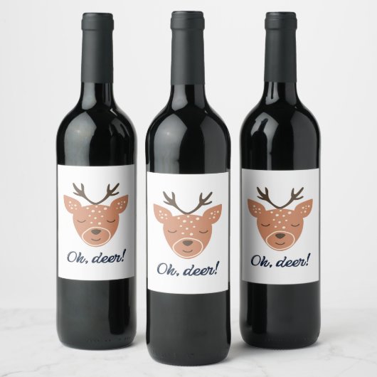 Oh Deer Deer Love Save The Deer Creative Design Weinetikett (Flaschen)
