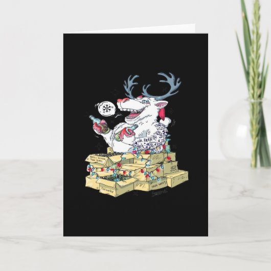Oh Deer Drunk Reindeer CelebraFolded Greeting Card Karte (Vorderseite)