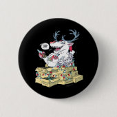 Oh Deer Drunk Reindeer Celebrating Christmas Festi Button (Vorderseite)