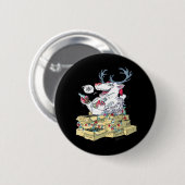 Oh Deer Drunk Reindeer Celebrating Christmas Festi Button (Vorne & Hinten)