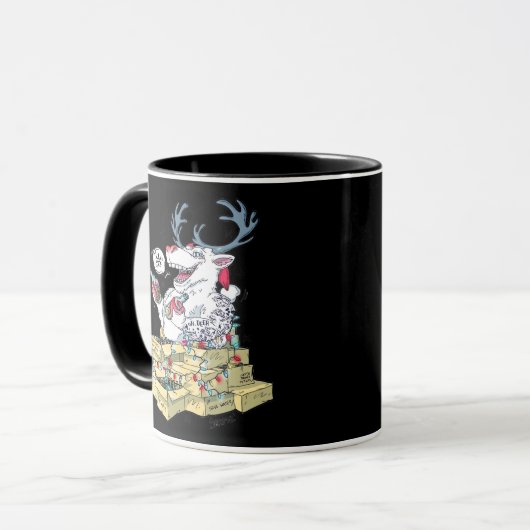 Oh Deer Drunk Reindeer Celebrating Christmas Festi Tasse (Vorderseite Links)
