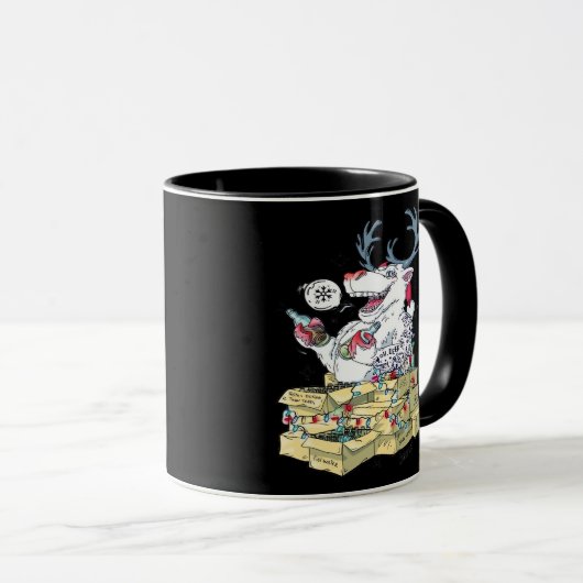 Oh Deer Drunk Reindeer Celebrating Christmas Festi Tasse (VorderseiteRechts)
