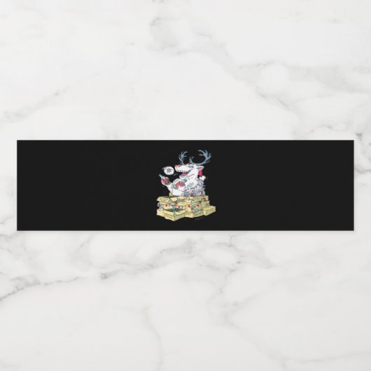 Oh Deer Drunk Reindeer Celebrating Christmas Festi Wasserflaschenetikett (Einzelnes Label)