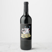 Oh Deer Drunk Reindeer Celebrating Christmas Festi Weinetikett (Vorderseite)