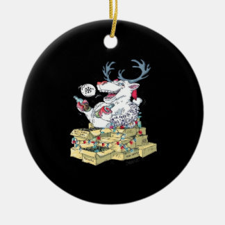 Oh Deer Drunk Reindeer Celebrating ChristmOrnament Keramik Ornament