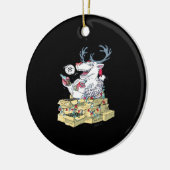Oh Deer Drunk Reindeer Celebrating ChristmOrnament Keramik Ornament (Links)