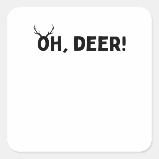 Oh Deer Einfache Ästhetik Quadratischer Aufkleber (Vorderseite)