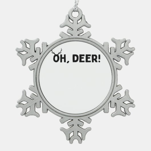 Oh Deer Einfache Ästhetik Schneeflocken Zinn-Ornament (Vorderseite)