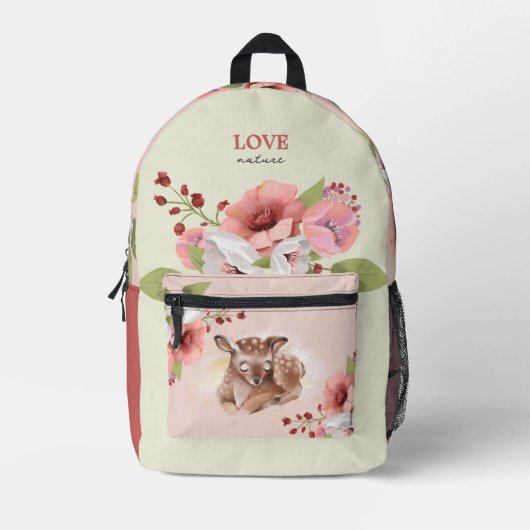 Oh Deer Enchanted Forest Girl Backpack Bedruckter Rucksack (Vorderseite)