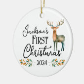 Oh Deer Erstes Weihnachtsfest Foto Keramik Ornament (Links)