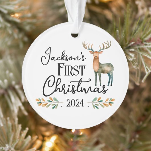 Oh Deer Erstes Weihnachtsfest Foto Ornament (Baum)