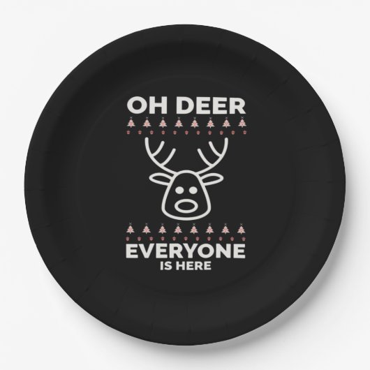Oh Deer Everyone Is Here Modern Style  Pappteller (Vorderseite)