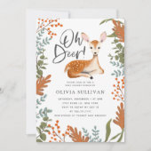 Oh Deer Fall Baby Duwer Gender Neutral Einladung (Vorderseite)