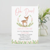 Oh Deer Floral Baby Dusche einladen Einladung (Stehend Vorderseite)