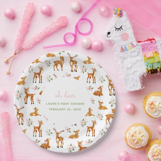 Oh Deer Floral Baby Dusche Pappteller (Party)
