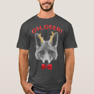 Oh Deer Fox Xmas Red Bowtie Christimas Outfit T-Sh T-Shirt