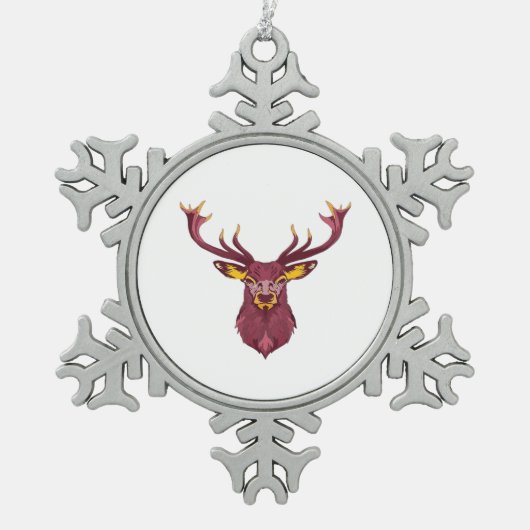 Oh Deer Fresh Modern Design Schneeflocken Zinn-Ornament (Vorderseite)
