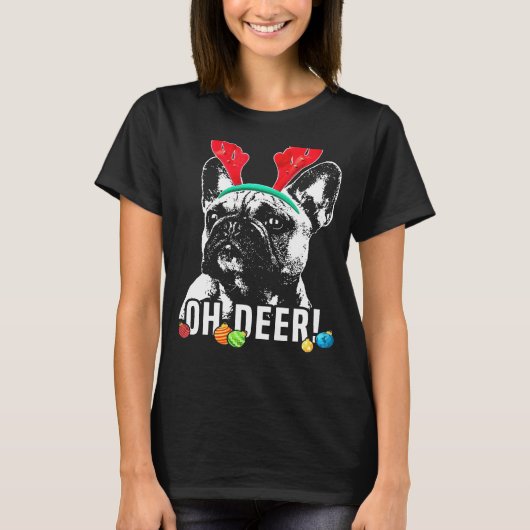 Oh Deer Funny French Bulldog Xmas T-Shirt (Vorderseite)
