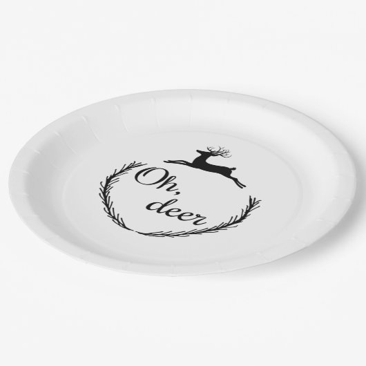 Oh Deer Funny Style Design Pappteller (Schrägansicht)