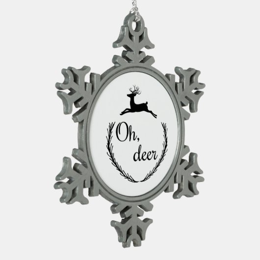 Oh Deer Funny Style Design Schneeflocken Zinn-Ornament (Links)