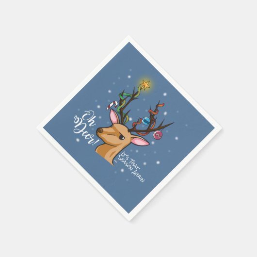 Oh Deer | Funny Woodland Christmas Character Serviette (Ecke)