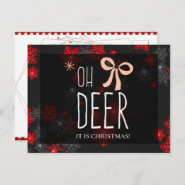Oh Deer Gray Glitzer Glitzern Weihnachtsgeschenk Einladungspostkarte