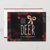 Oh Deer Gray Glitzer Glitzern Weihnachtsgeschenk Einladungspostkarte (Vorne/Hinten)