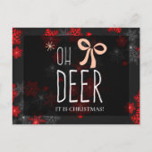 Oh Deer Gray Glitzer Glitzern Weihnachtsgeschenk Einladungspostkarte (Vorderseite)
