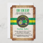 Oh Deer Green Traktor Baby Dusche Einladung (Vorderseite)