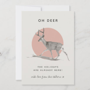 Oh Deer Happy Holidays Minimalistisch Moderne rosa Feiertagskarte