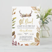 Oh Deer Herbstlaubs Junge Dusche Einladung (Stehend Vorderseite)