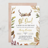 Oh Deer Herbstlaubs Junge Dusche Einladung (Vorne/Hinten)