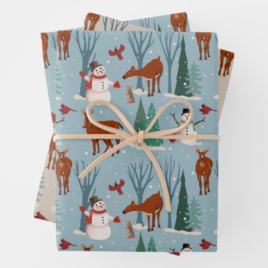 Oh Deer Holiday Wrap (3 Blätter) Geschenkpapier Set (Beispiel)
