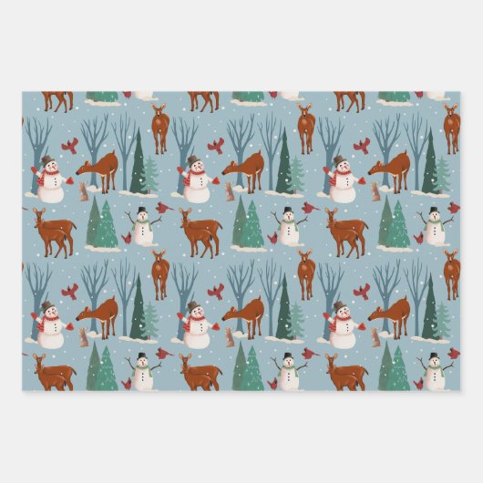 Oh Deer Holiday Wrap (3 Blätter) Geschenkpapier Set (Vorderseite)