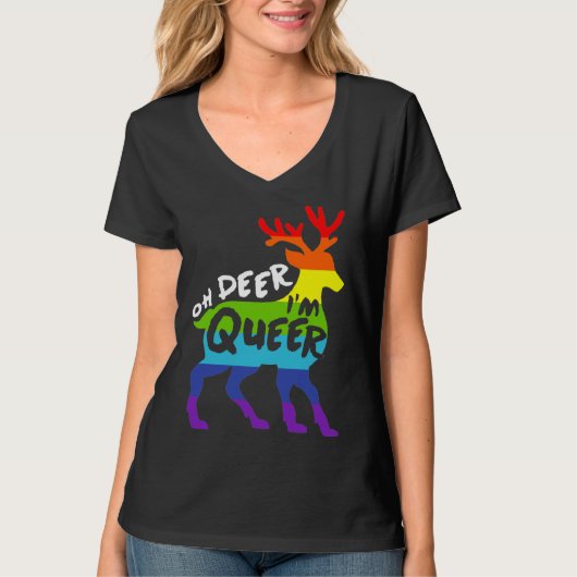 Oh Deer I m Queer  Cute LGBTQ Gay Pride Joke Pun H T-Shirt (Vorderseite)