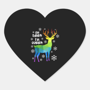 Oh Deer, ich bin Que Funny Lgbt Gay Lesbian Weihna Herz-Aufkleber