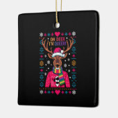 Oh Deer ich bin Que LGBT LGBTQ Gay Pride Ugly Xmas Keramikornament (Links)