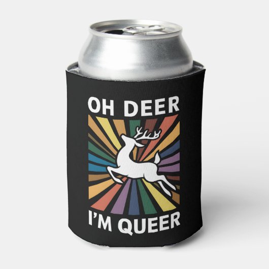 Oh Deer ich bin Que Rainbow LGBT Pride Gay Lesbian Dosenkühler (Kanne Vorderseite)