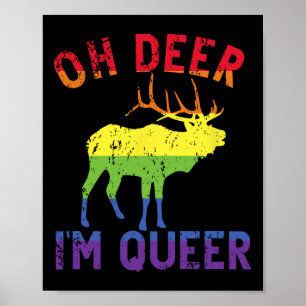 Oh Deer Im Que Rainbow Lgbt Gay Pride Panual Les Poster