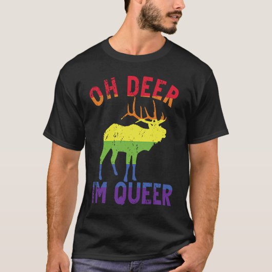 Oh Deer Im Queer Rainbow LGBT Gay Pride Pansexual  T-Shirt (Vorderseite)