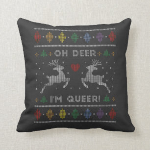 Oh Deer Im Queer Ugly Christmas Sweater  Kissen