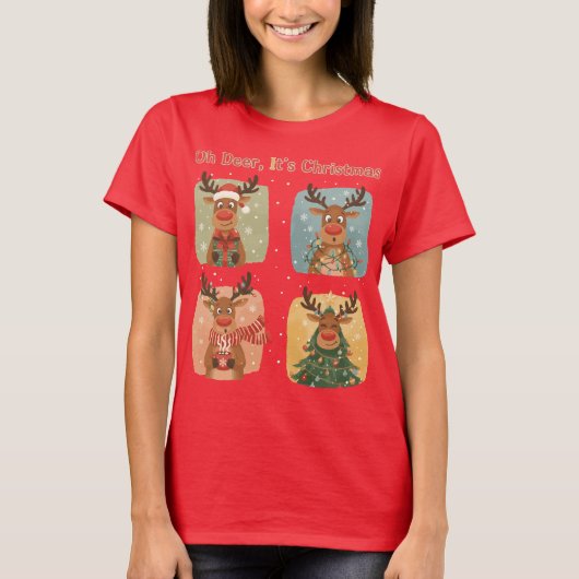 Oh Deer It’s Christmas Funny Design T-Shirt (Vorderseite)
