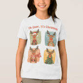Oh Deer It’s Christmas Funny Design Tri-Blend Shirt (Vorderseite)