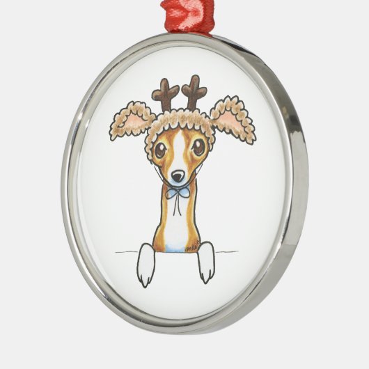Oh Deer Italian Greyhound Silbernes Ornament (Links)